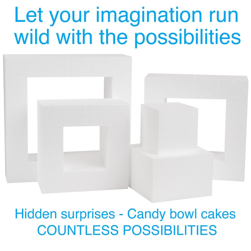 SilverlakeLLC Silverlake 5-Tier Square Cake Dummy Set - Nesting 4"H x 4,6,8,10 & 12"W Blocks for Styrofoam Baking Display Projects - Image 3